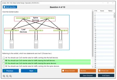 Juniper JN0-1302 Data Center Design. Specialist (JNCDS-DC) Practice test exam simulator test engine exam Prep practice test questions answers Image 4