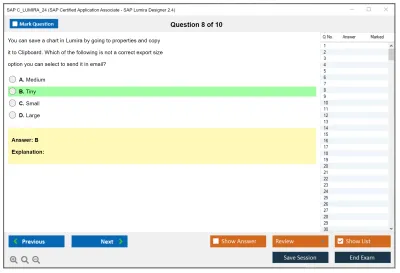 SAP C_LUMIRA_24 SAP Certified Application Associate - SAP Lumira Designer 2.4 Practice test exam simulator test engine exam Prep practice test questions answers Image 8