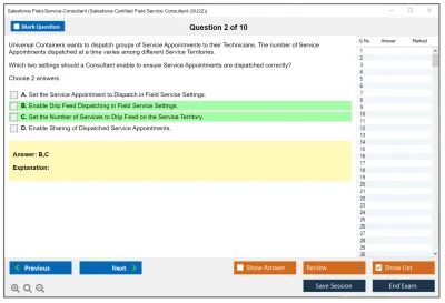 Salesforce Field-Service-Consultant Salesforce Certified Field Service Consultant Practice test exam simulator test engine exam Prep practice test questions answers Image 2