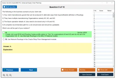 Oracle 1z0-244 Oracle EBS R12: Advanced Supply Chain Planning Practice test exam simulator test engine exam Prep practice test questions answers Image 9