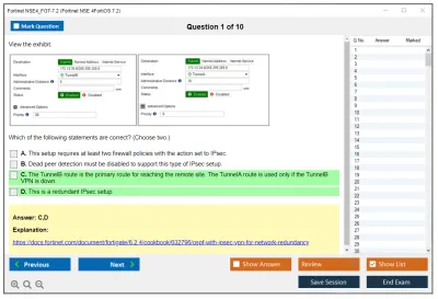 Fortinet NSE4_FGT-7.2 Fortinet NSE 4 - FortiOS 7.2 Practice test exam simulator test engine exam Prep practice test questions answers Image 1