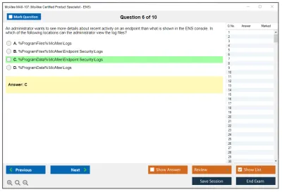 McAfee MA0-107 McAfee Certified Product Specialist - ENS Practice test exam simulator test engine exam Prep practice test questions answers Image 6