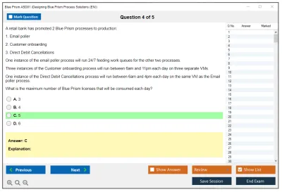 Blue Prism ASD01 Designing Blue Prism Process Solutions Practice test exam simulator test engine exam Prep practice test questions answers Image 4