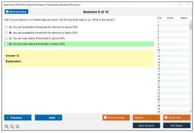 SolarWinds SPM-NPM SolarWinds Network Performance Monitor(NPM) Exam Practice test exam simulator test engine exam Prep practice test questions answers Image 6