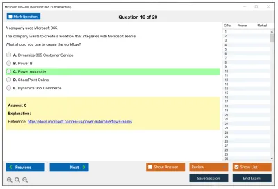Microsoft MS-900 Microsoft 365 Fundamentals Practice test exam simulator test engine exam Prep practice test questions answers Image 16