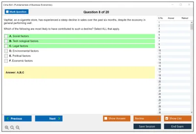 Cima BA1 Fundamentals of Business Economics Practice test exam simulator test engine exam Prep practice test questions answers Image 8