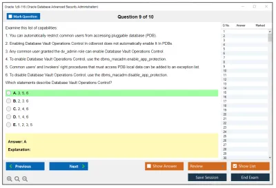 Oracle 1z0-116 Oracle Database Security Administration Practice test exam simulator test engine exam Prep practice test questions answers Image 9