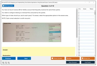 Microsoft DP-420 Designing and Implementing Cloud-Native Applications Using Microsoft Azure Cosmos DB Practice test exam simulator test engine exam Prep practice test questions answers Image 3