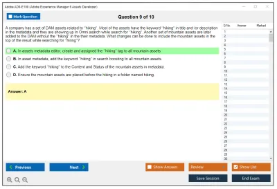 Adobe AD0-E100 Adobe Experience Manager 6 Assets Developer Practice test exam simulator test engine exam Prep practice test questions answers Image 9
