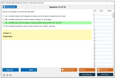 IBM C1000-059 IBM AI Enterprise Workflow V1 Data Science Specialist Practice test exam simulator test engine exam Prep practice test questions answers Image 10