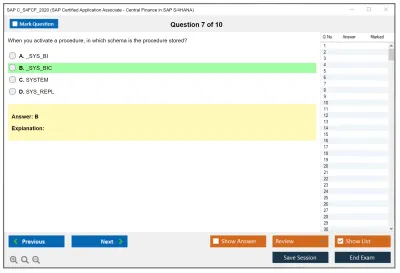 SAP C_S4FCF_2020 SAP Certified Application Associate - Central Finance in SAP S/4HANA Practice test exam simulator test engine exam Prep practice test questions answers Image 7