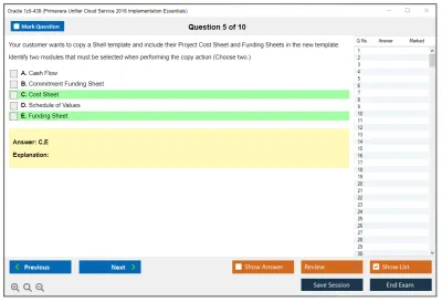 Oracle 1z0-439 Primavera Unifier Cloud Service 2016 Implementation Essentials Practice test exam simulator test engine exam Prep practice test questions answers Image 5