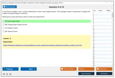 Salesforce Integration-Architecture-Designer Salesforce Certified Integration Architect Practice test exam simulator test engine exam Prep practice test questions answers Image 8