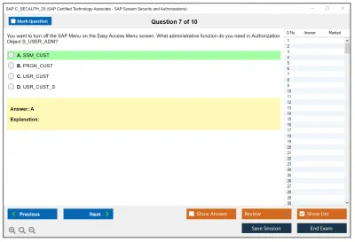 SAP C_SECAUTH_20 SAP Certified Technology Associate - SAP System Security and Authorizations Practice test exam simulator test engine exam Prep practice test questions answers Image 7