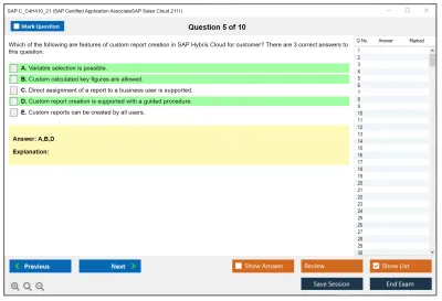 SAP C_C4H410_21 SAP Certified Associate - Implementation Consultant - SAP Sales Cloud Practice test exam simulator test engine exam Prep practice test questions answers Image 5