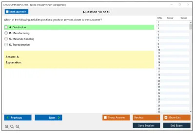 APICS CPIM-BSP CPIM - Basics of Supply Chain Management Practice test exam simulator test engine exam Prep practice test questions answers Image 10