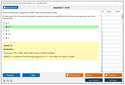 Test Prep GMAT-Section-2-Quantitative Section Two : Quantitative Test Practice test exam simulator test engine exam Prep practice test questions answers Image 1