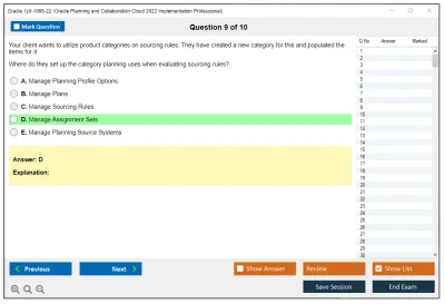 Oracle 1z0-1066-22 Oracle Planning and Collaboration Cloud 2022 Implementation Professional Practice test exam simulator test engine exam Prep practice test questions answers Image 9