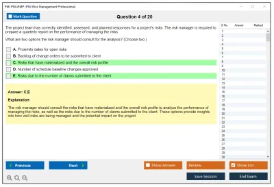 PMI PMI-RMP PMI Risk Management Professional (PMI-RMP) Exam Practice test exam simulator test engine exam Prep practice test questions answers Image 4