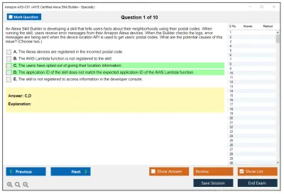 Amazon AWS AXS-C01 AWS Certified Alexa Skill Builder-Specialty Practice test exam simulator test engine exam Prep practice test questions answers Image 1