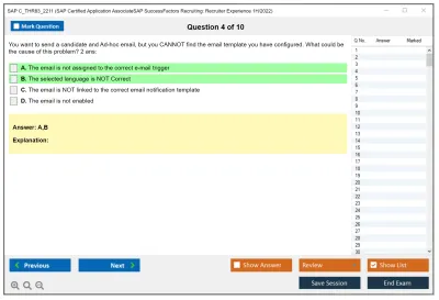 SAP C_THR83_2211 SAP Certified Application AssociateSAP SuccessFactors Recruiting: Recruiter Experience 1H/2022 Practice test exam simulator test engine exam Prep practice test questions answers Image 4
