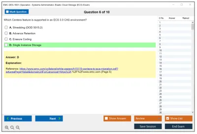 EMC DES-1B31 Specialist - Systems Administrator, Elastic Cloud Storage (ECS) Exam Practice test exam simulator test engine exam Prep practice test questions answers Image 6
