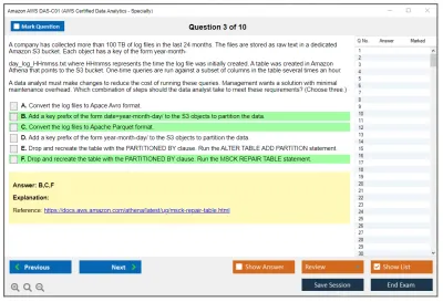 Amazon AWS DAS-C01 AWS Certified Data Analytics - Specialty Practice test exam simulator test engine exam Prep practice test questions answers Image 3
