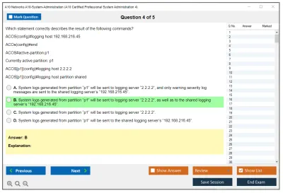 A10 Networks A10-System-Administration A10 Certified Professional System Administration 4 Practice test exam simulator test engine exam Prep practice test questions answers Image 4