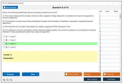 CPA MA Management Accounting Practice test exam simulator test engine exam Prep practice test questions answers Image 8