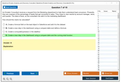 Salesforce Einstein-Analytics-and-Discovery-Consultant Salesforce Einstein Analytics and Discovery Consultant Practice test exam simulator test engine exam Prep practice test questions answers Image 7