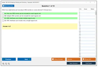 Juniper JN0-349 Enterprise Routing and Switching - Specialist (JNCIS-ENT) Practice test exam simulator test engine exam Prep practice test questions answers Image 1