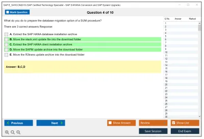 SAP E_S4HCON2019 SAP Certified Technology Specialist - SAP S/4HANA Conversion and SAP System Upgrade Practice test exam simulator test engine exam Prep practice test questions answers Image 4