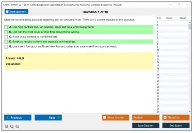 SAP C_THR84_2211 SAP Certified Application AssociateSAP SuccessFactors Recruiting: Candidate Experience 1H/2022 Practice test exam simulator test engine exam Prep practice test questions answers Image 1