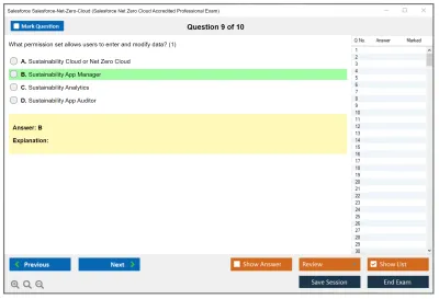 Salesforce Salesforce-Net-Zero-Cloud Salesforce Net Zero Cloud Accredited Professional Exam Practice test exam simulator test engine exam Prep practice test questions answers Image 9