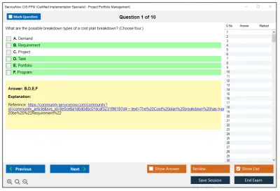 ServiceNow CIS-PPM Certified Implementation Specialist - Project Portfolio Management (PPM) Practice test exam simulator test engine exam Prep practice test questions answers Image 1