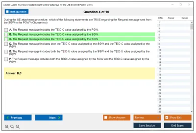 Alcatel-Lucent 4A0-M02 Alcatel-Lucent Mobile Gateways for the LTE Evolved Packet Core  Practice test exam simulator test engine exam Prep practice test questions answers Image 4