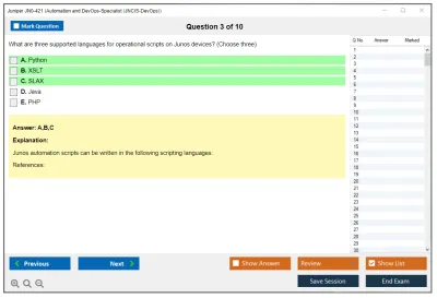 Juniper JN0-421 Automation and DevOps-Specialist (JNCIS-DevOps) Practice test exam simulator test engine exam Prep practice test questions answers Image 3