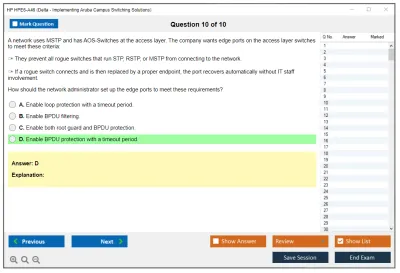 HP HPE6-A46 Delta - Implementing Aruba Campus Switching Solutions Practice test exam simulator test engine exam Prep practice test questions answers Image 10