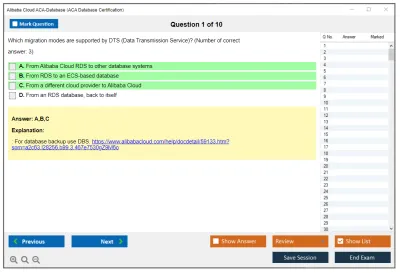 Alibaba Cloud ACA-Database ACA Database Certification Practice test exam simulator test engine exam Prep practice test questions answers Image 1