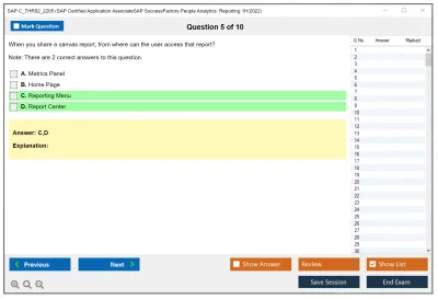 SAP C_THR92_2205 SAP Certified Application AssociateSAP SuccessFactors People Analytics: Reporting 1H/2022 Practice test exam simulator test engine exam Prep practice test questions answers Image 5